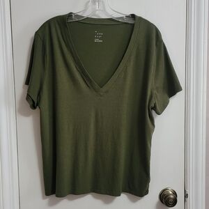 A New Day olive green V-neck t-shirt
